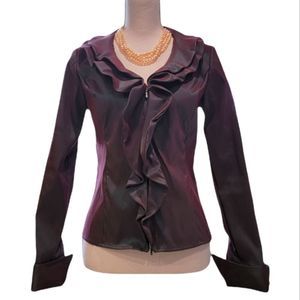 Samuel Dong, Duppioni Ruffles w/French Cuffs Blouse, S NWOT